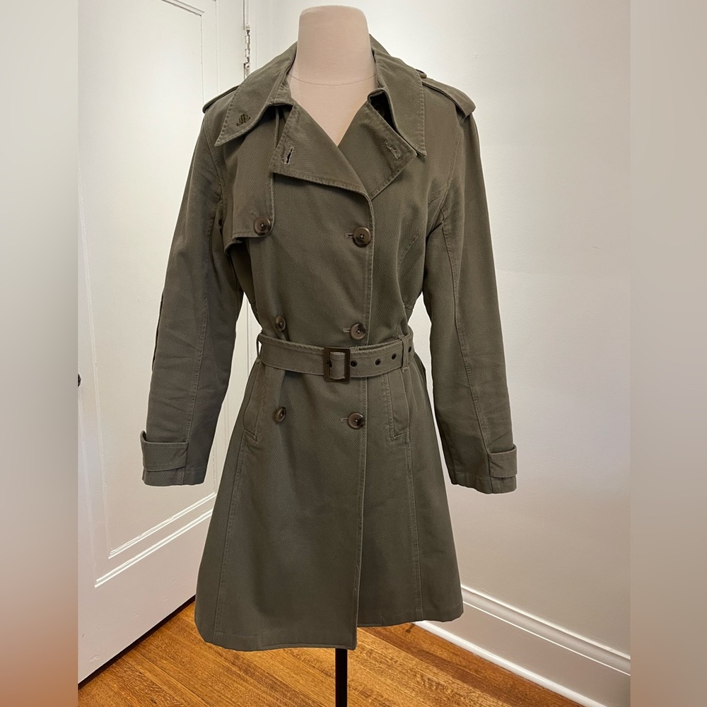 Jennifer Lopez Olive Green Double-Breasted Trench Coat with Belt